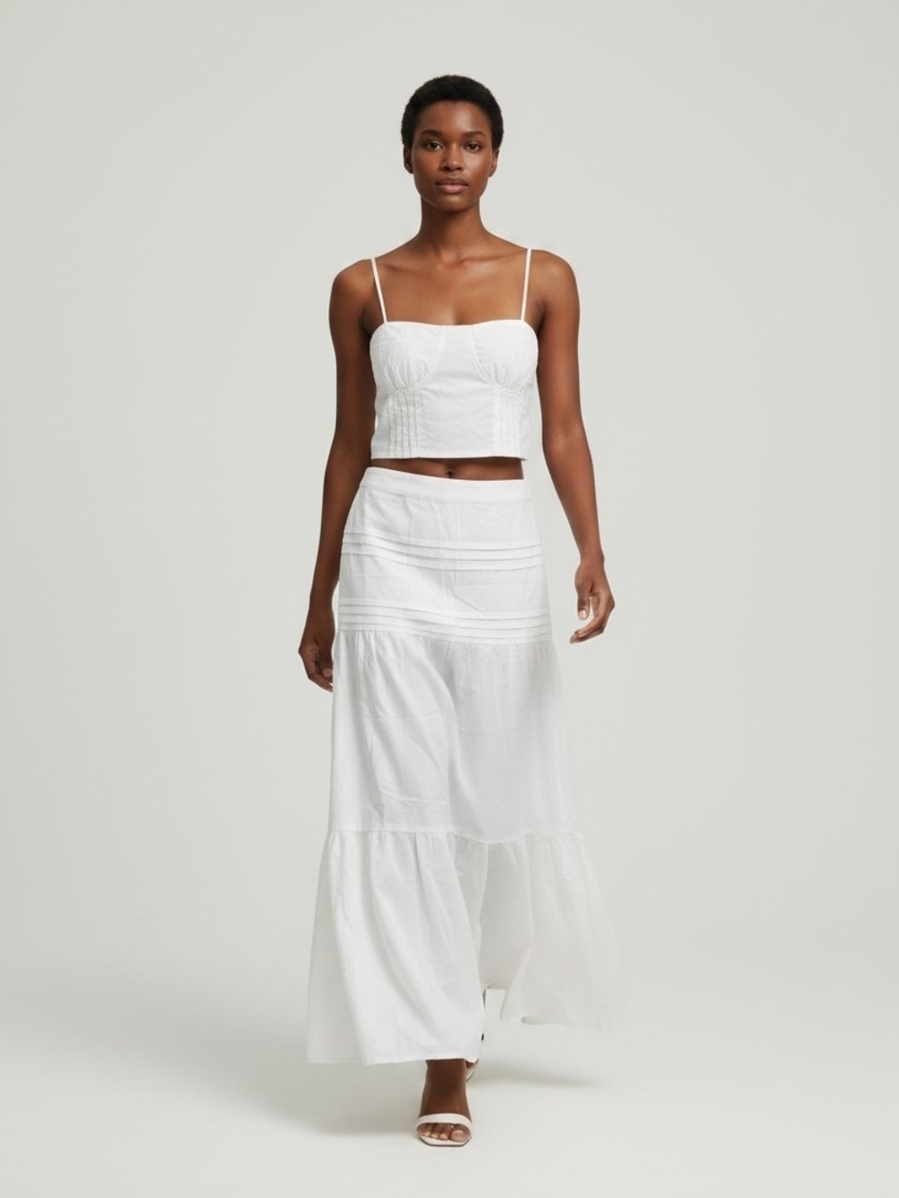 Fashion Nova Gypsy Babe White Tiered Maxi Skirt Set -Size XL-NWT